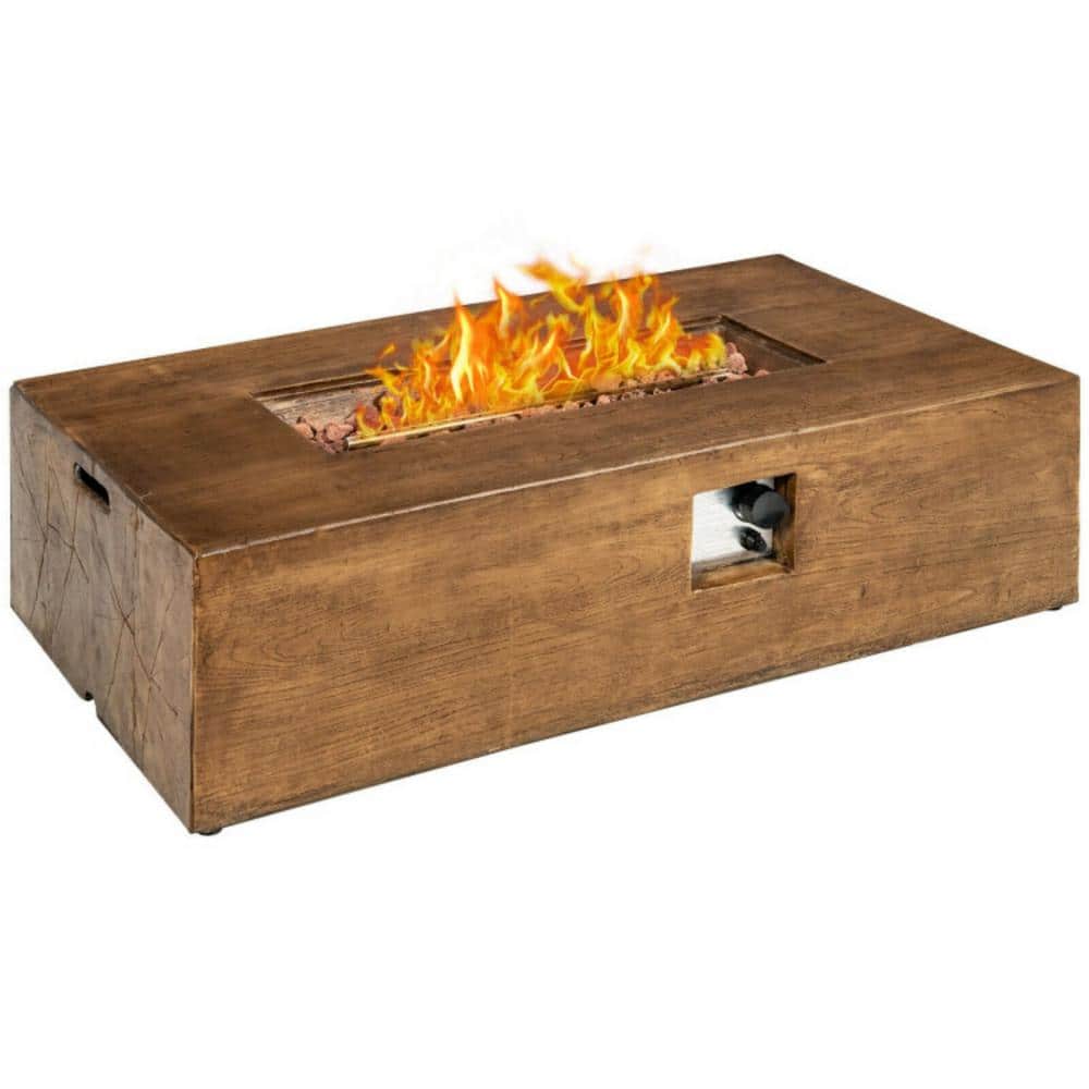 48 in. x 27 in. Brown Outdoor Gas Fire Pit Table 50 000 BTU with Lava Rocks and Cover price history on PriceWatchPro