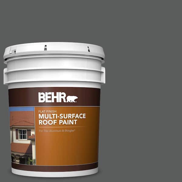 BEHR 5 gal. #N520-6 Asphalt Gray Flat Multi-Surface Exterior Roof Paint