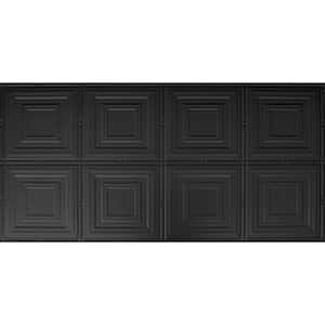 Dimensions Faux 24 in. x 48 in. Black Tin Style Ceiling and Wall Tiles