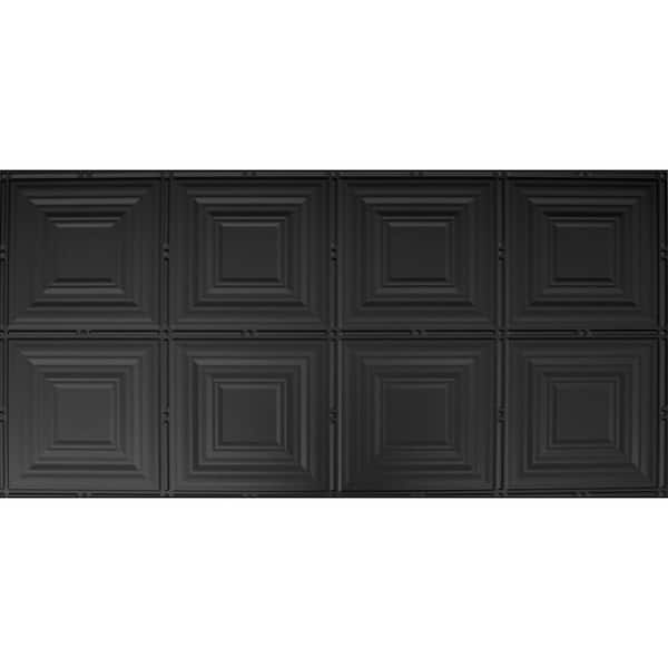 Global Specialty Products Dimensions 2 ft. x 4 ft. Glue Up Tin Ceiling Tile in Matte Black