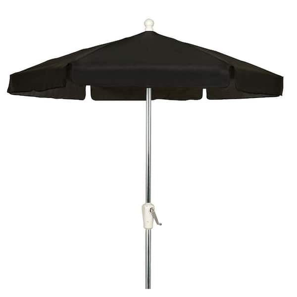 Unbranded 7.5 ft. Hex Garden Patio Umbrella 6 Rib Crank Bright Aluminum in Black Canopy