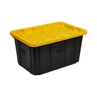 HDX 27 Gal. Tough Storage Tote in Black and Yellow