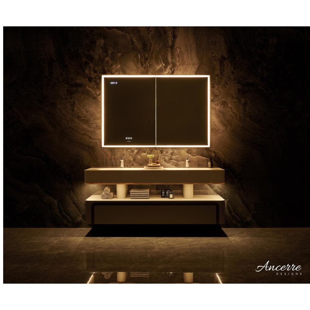 Pagani 48" Black LED Mirror Medicine Cabinet with Defogger and USB Outlet