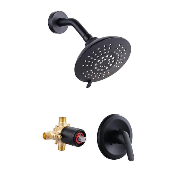 ALEASHA Single Handle 5-Spray Shower Faucet 1.8 GPM with Valve in Matte Black