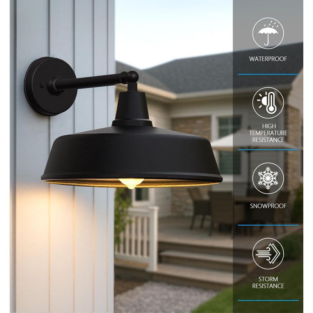 Large 15 in. Outdoor Gooseneck Barn Light with Spacious Shade and Weather Resistant Wall Mounted Arm Wall Pack Light price history on PriceWatchPro