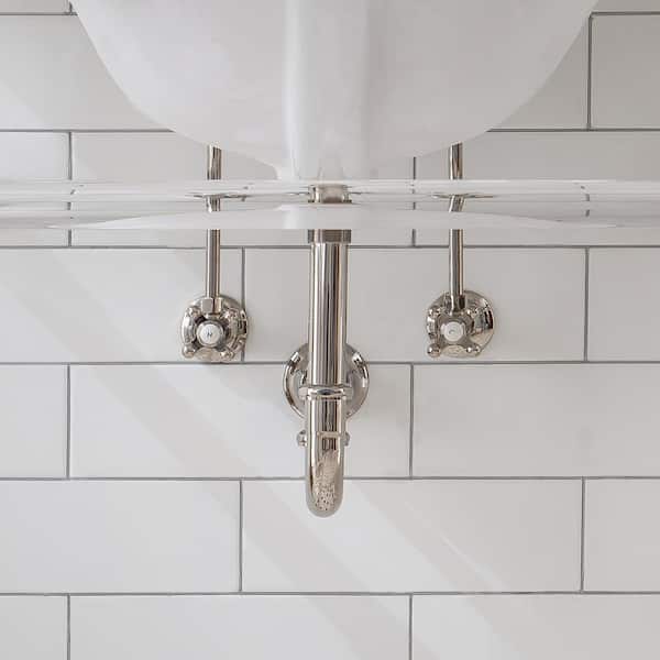 Embassy 30 in. Brass Wash Stand Legs with Polished Nickel Connectors Embassy 30 in. Brass Wash Stand Legs with Polished Nickel Connectors