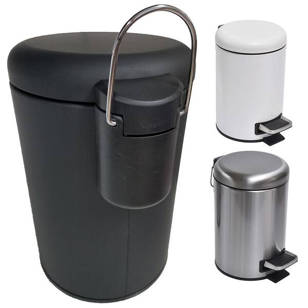 Bathroom Kitchen Trash Can Black Plastic Garbage Rubbish Bin Basket Khaki _L 