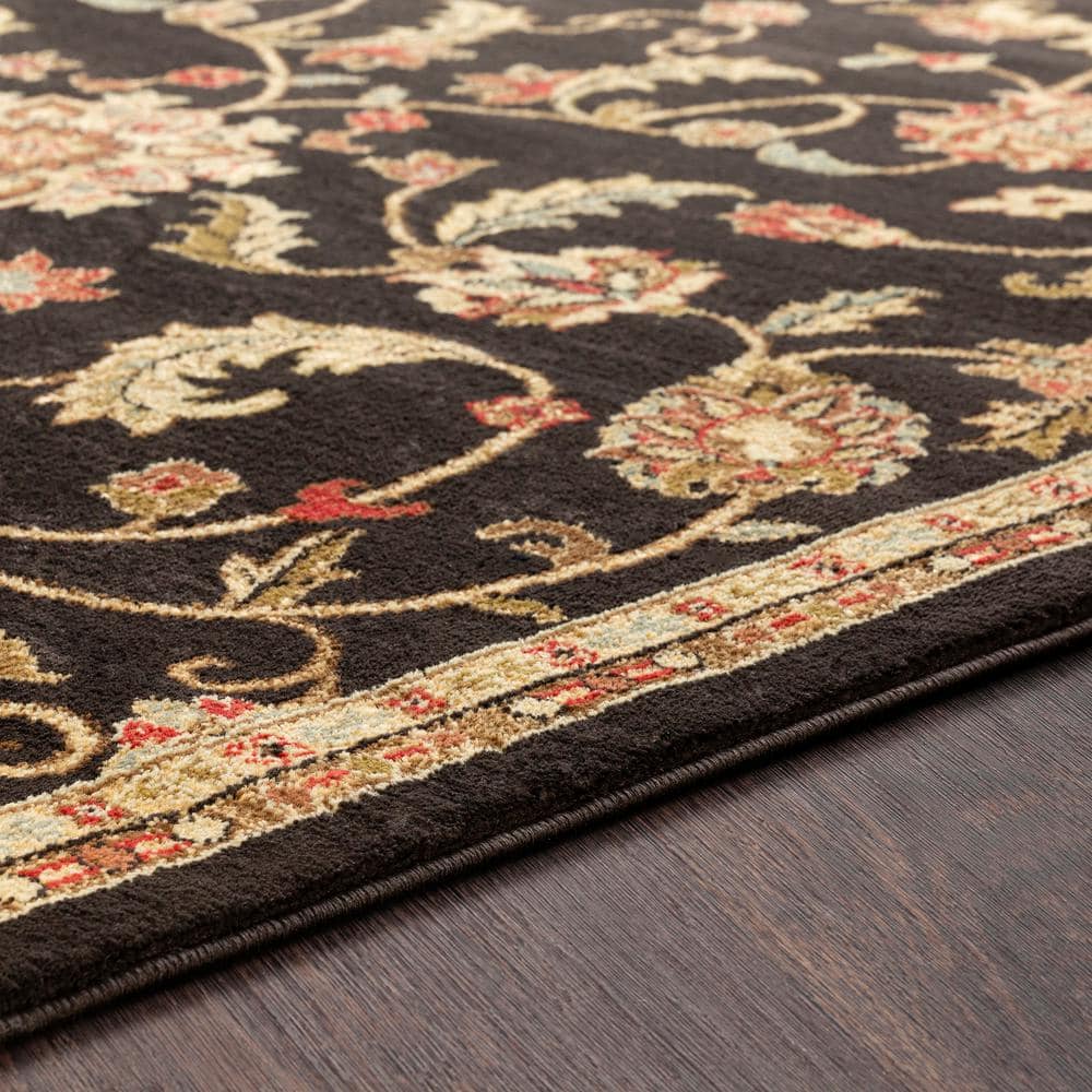 Arabella Black and Beige High Pile Traditional Area Rug