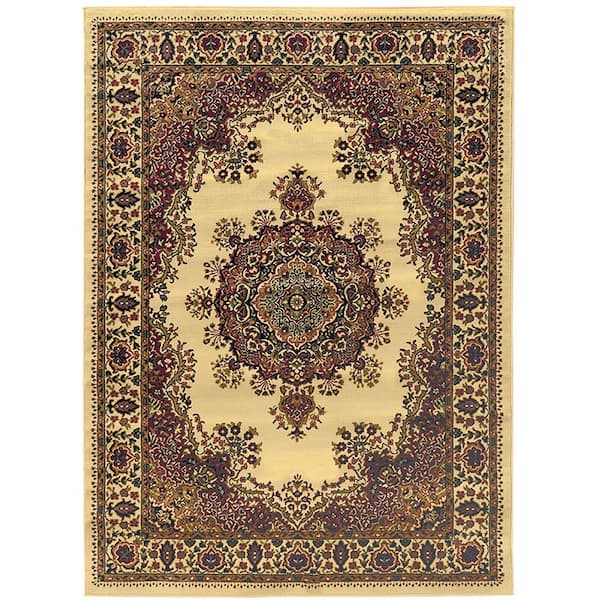 Castello Ivory 3 ft. x 5 ft. Traditional Oriental Medallion Area Rug