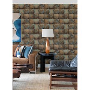 Metal Sheet Brown Metallic Vinyl Peel and Stick Wallpaper