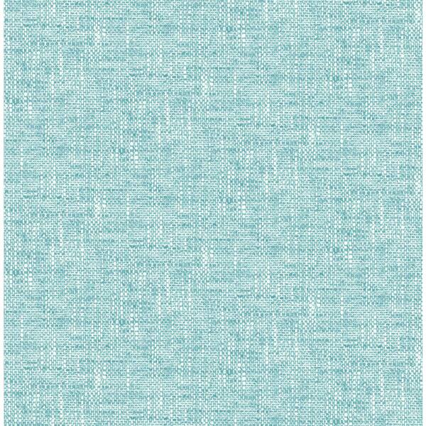 NuWallpaper Aqua Poplin Texture Vinyl Peel & Stick Wallpaper Roll ...