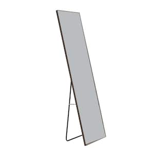 15 in. W x 58 in. H Rectangle Solid Wood Frame Full Length Mirror Decorative Mirror in Gray