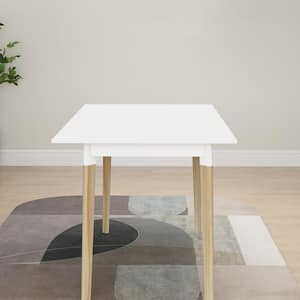 47.25 in. Rectangle White Top with Solid Wood Dining Table (Seats 6) - 4 Legs
