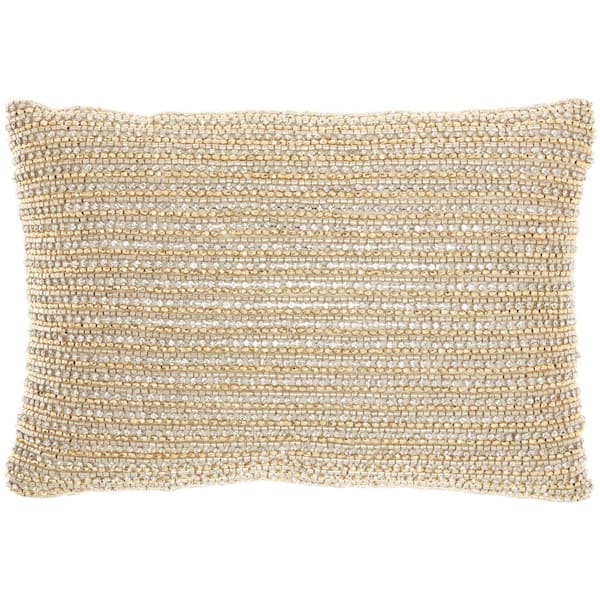 Mina Victory Luminescence Gold 14 in. x 10 in. Rectangle Throw Pillow