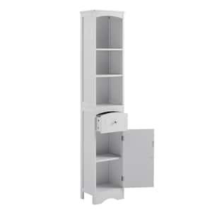 13.40 in. W x 9.10 in. D x 66.90 in. H MDF White 1-Drawer Tall Bathroom Linen Cabinet with Adjustable Shelf in White