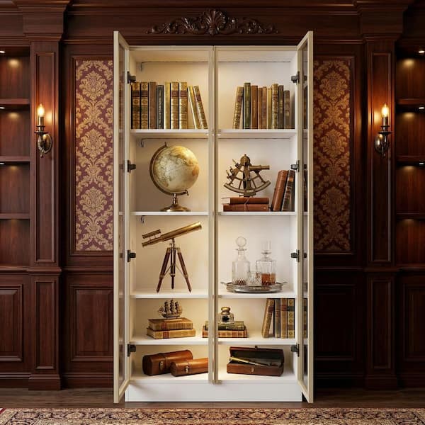 FUFU&GAGA 63 in. Tall White Wood 3-Shelf Bookcase Bookshelf With 3