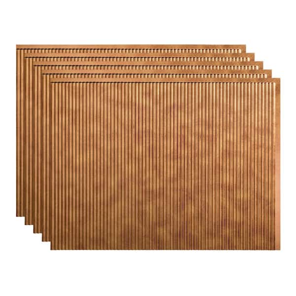 Fasade Rib 18.25 in. x 24.25 in. Vinyl Backsplash Panel in Antique Bronze (5-Pack)