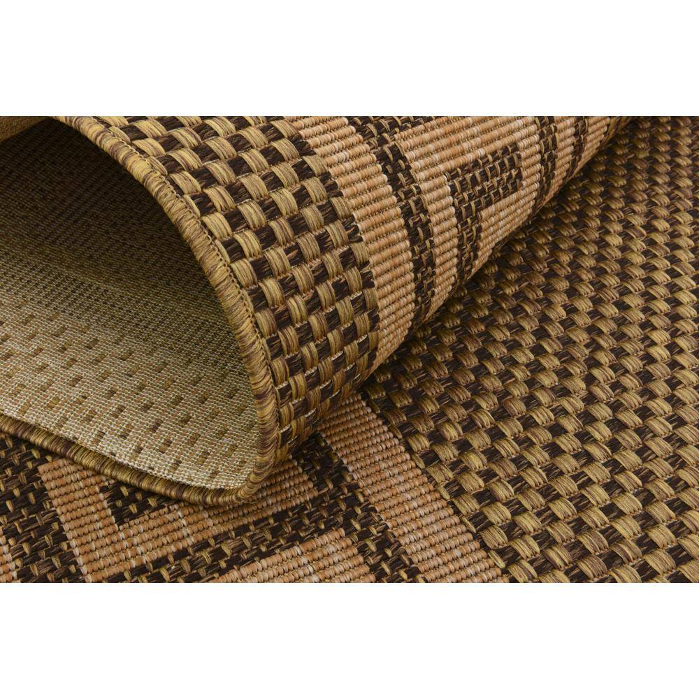 Greek Key Brown Synthetic Rectangular Outdoor Rug 8' x 10'
