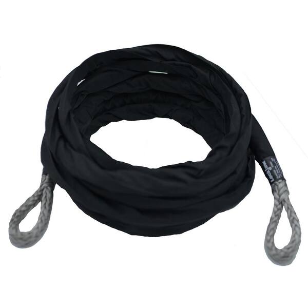 Grey 85' X 3/8 SYNTHETIC DYNEEMA WINCH ROPE CABLE WITH BLACK HOOK