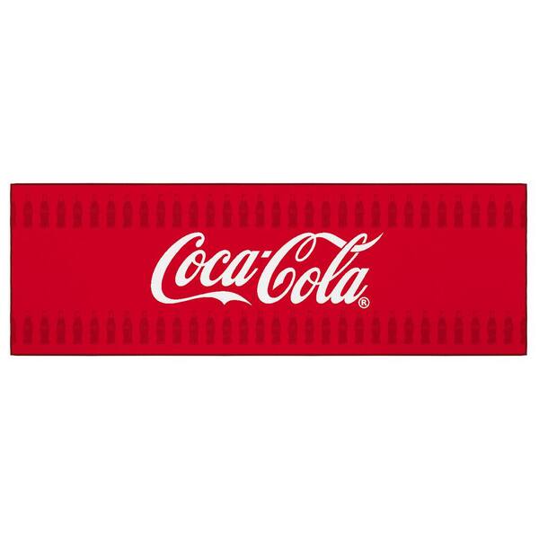 Ottomanson Red 2 ft. x 5 ft. For Man Cave Bedroom Kitchen Coca-Cola Red Bottle Border Non-Slip Runner Rug