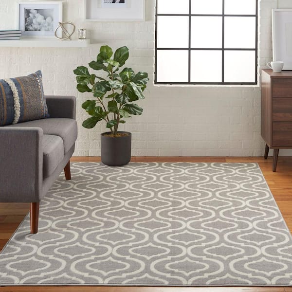 Jubilant Grey 5 ft. x 7 ft. Moroccan Farmhouse Area Rug