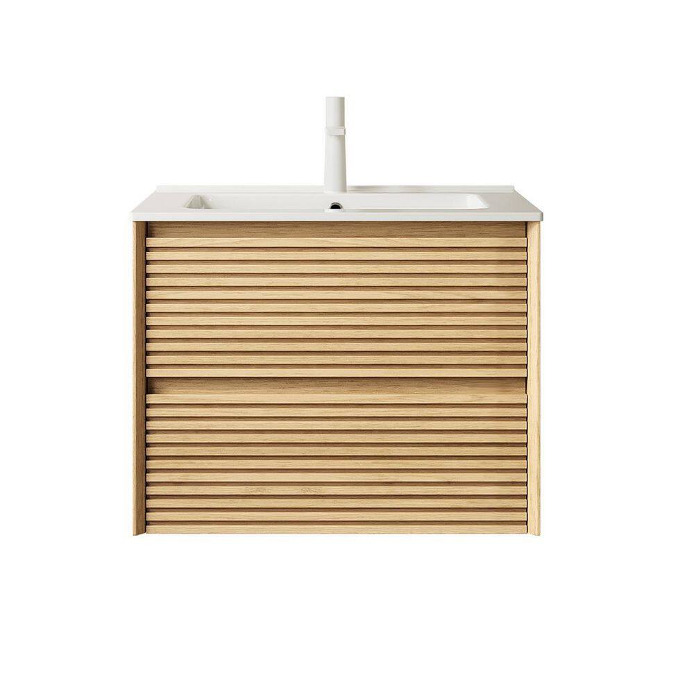 Liory 24.02 in. Single Sink Floating Light Oak Bath Vanity with White Ceramic Top Pre-assembled price history on PriceWatchPro
