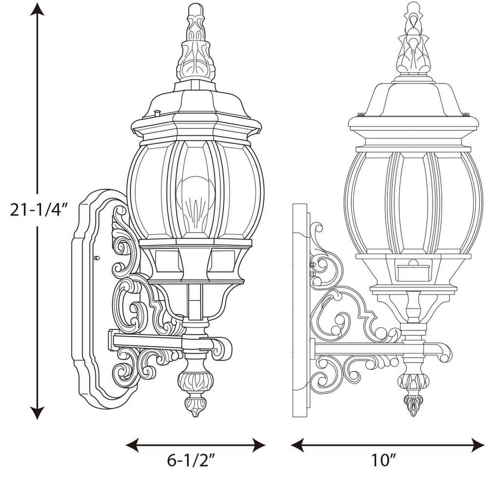 Black Aluminum Outdoor Lantern Sconce with Clear Glass