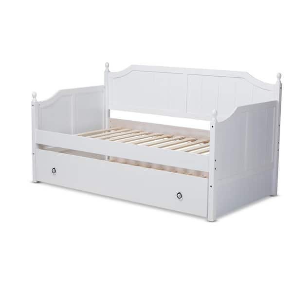 Baxton Studio Millie White Twin Daybed with Trundle 157 9624 HD