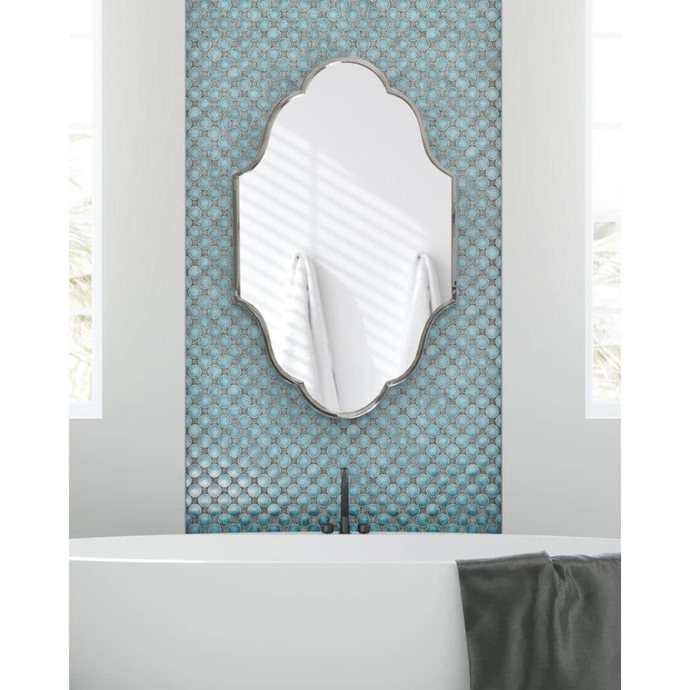 Rowla Scalloped Silver Stainless Steel Wall Mirror