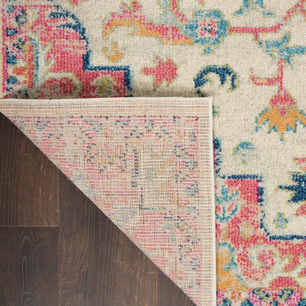 Passion Floral Symphony Blue Rectangular 6'7" x 9'6" Synthetic Rug