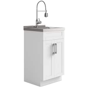 Hennessy Transitional 20 in. Deluxe Laundry Cabinet with Faucet and Stainless Steel Sink in White