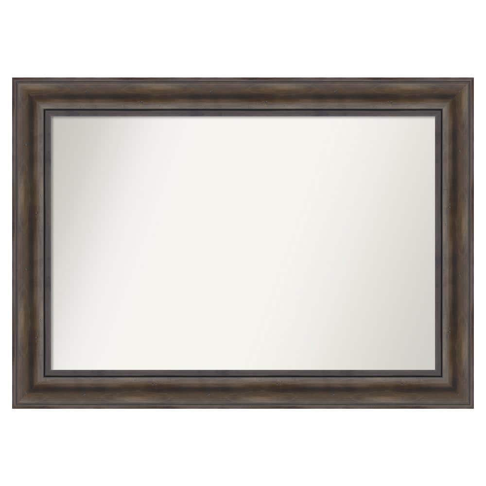 Rustic Pine Brown Wood Framed Bathroom Vanity Mirror