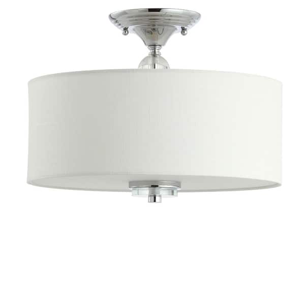 JONATHAN Y Marc 15 in. Chrome/White Metal/Crystal LED Flush Mount