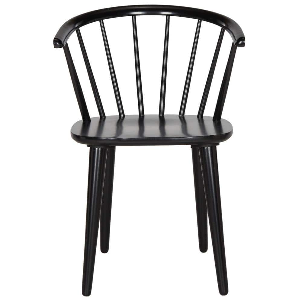 Black Rubberwood Low Windsor Dining Side Chair Set