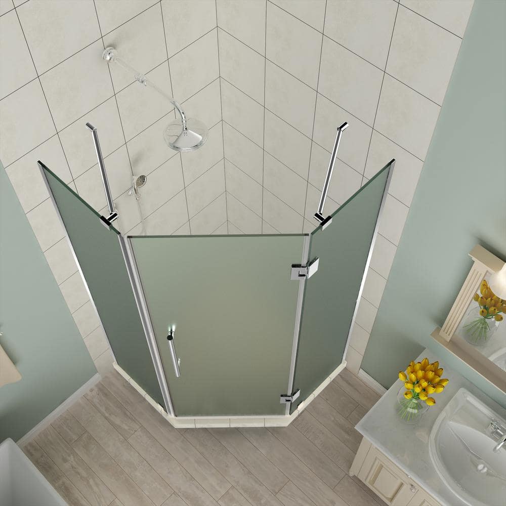 Merrick 36" x 72" Chrome Frameless Frosted Glass Shower Enclosure
