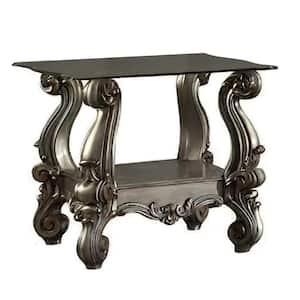 Versailles 28 in. Antique Platinum and Clear Glass Rectangle Glass End Table