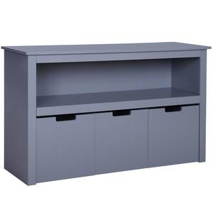 24.2 in. H Kids Toy Storage Cabinet Toddler's Room Chest Cabinet 3-Drawers with Wheels Bookcase, Grey