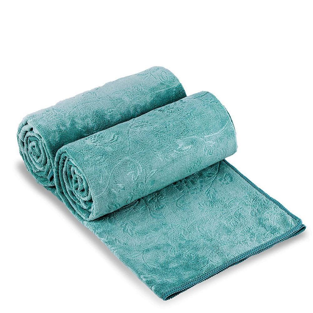 JML Aqua Floral Embossed Microfiber Bath Towel (Set of 2) 8Y0033