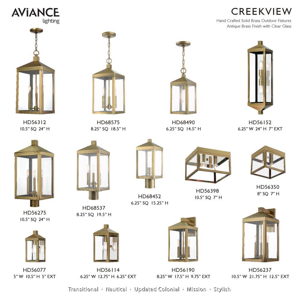 Antique Brass Rectangular Glass Pendant Light