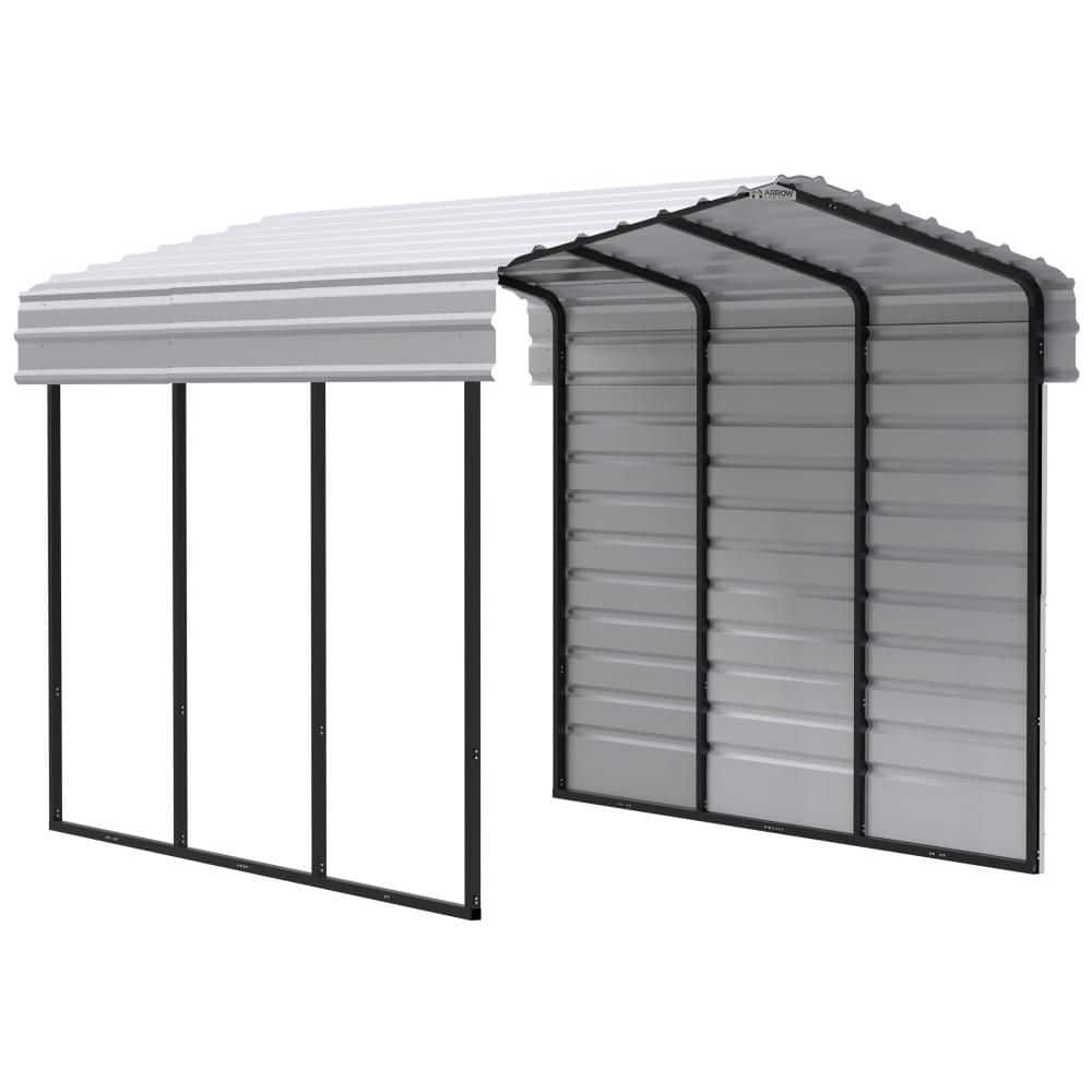 Eggshell 10' x 15' Steel Carport Kit with Enclosure