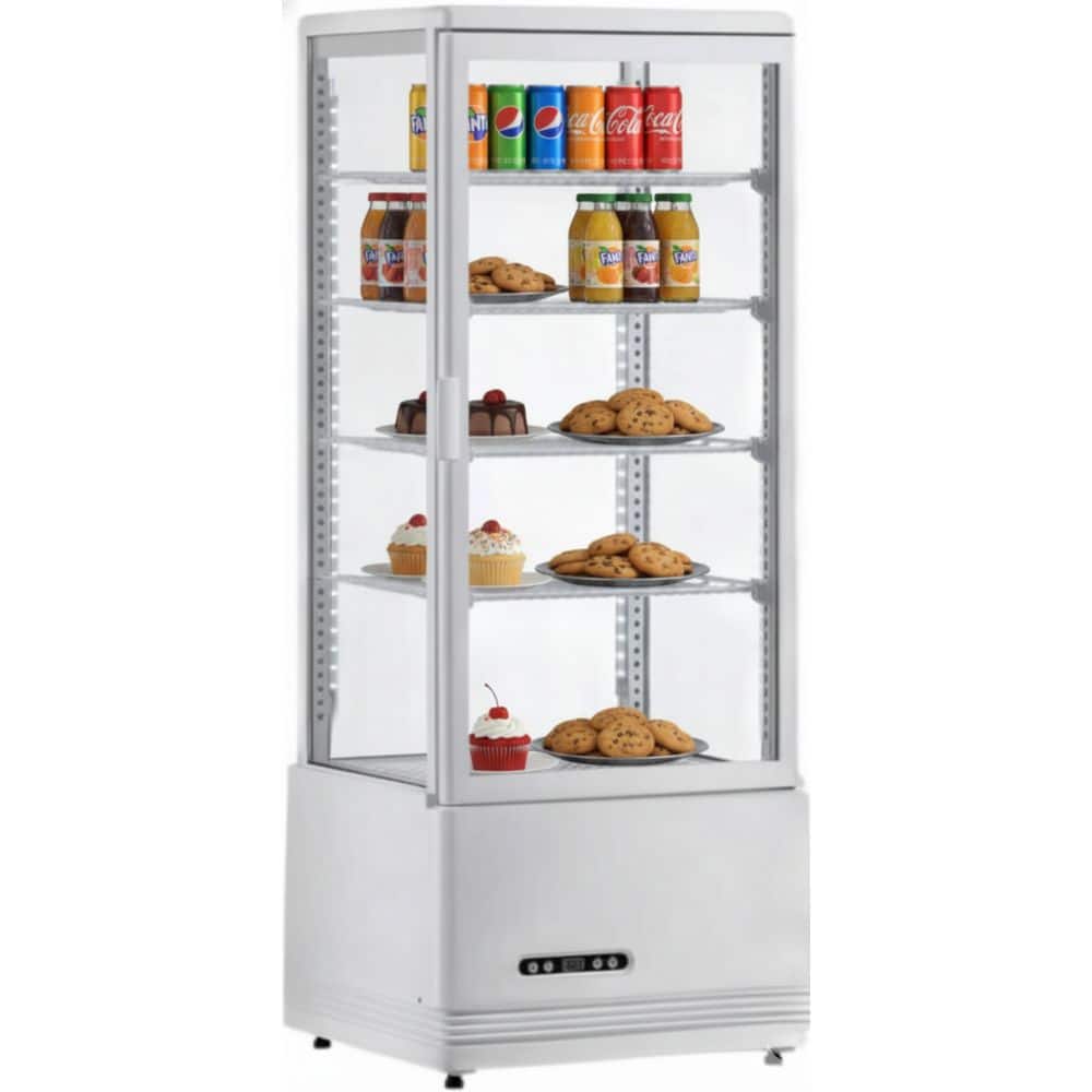 17 in. W 3.5 cu. ft. Commercial NSF Square 4 Sided Glass Refrigerator Display case Bakery ECL98 in White