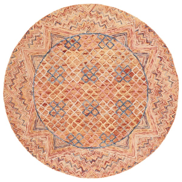 Aspen 6 ft. x 6 ft. Gold/Pink Geometric Round Rug