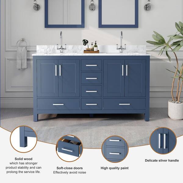 Eviva Luxurious 60 in. W x 22 in. D x 26 in. H Floating Bath Vanity in Rosewood with White Tempered Glass Top
