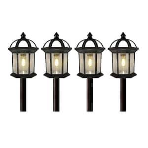 Black Integrated LED Outdoor Solar Pathway Lights with Clear Glass (4-Pack)