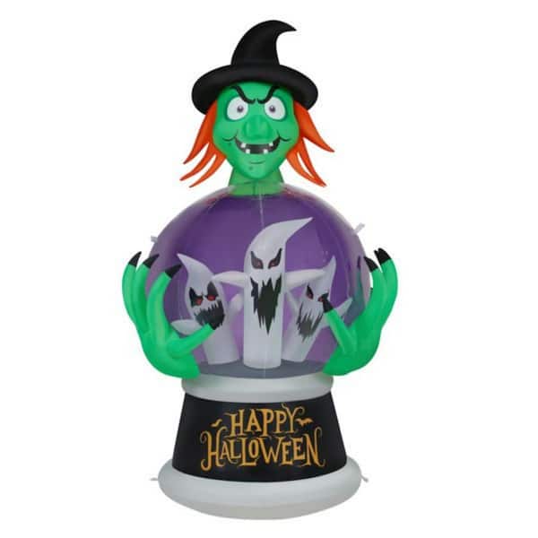 5.9 ft. Halloween Inflatable Ghost, Witch and Crystal Ball Inflatable Halloween Decoration