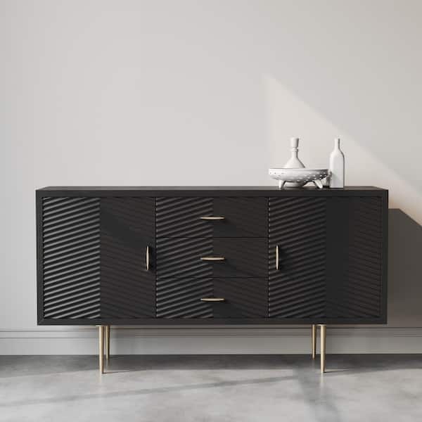 Urban Woodcraft Arista Black, 60 in. Side Storage Cabinet