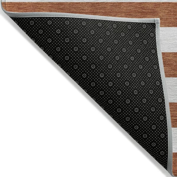 Orange 10 ft. x 14 ft. Woven Striped Polyester Rectangle Indoor/Outdoor Area Rug
