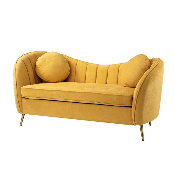ARTFUL LIVING DESIGN Carmen Mustard 64.6 in. Wide 2-Seat Polyster Loveseat with Removable Cushions