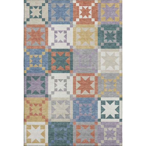 Mayfield Premium Machine Washable Abstract AMF2538 Silver 9 ft. x 12 ft. Area Rug