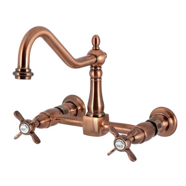 Essex 2-Handle Wall Mount Standard Kitchen Faucet in Antique Copper
